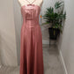 Robe de soirée longue en satin rose, simple et élégante, avec nœud décoratif et bretelles, longueur au sol, robe de bal, robe de bal, robe de soirée, robe de demoiselle d'honneur, nv3942