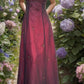 Robe de bal vintage bordeaux ombrée à perles, longue robe de bal en satin, robe de soirée, robe de soirée nv4220