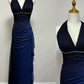 Blaues stilvolles, elegantes Chiffon-Ballkleid mit Farbverlauf und langen Trägern, Abendkleid, Partykleid nv3694