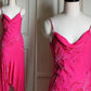 Robe de soirée longue en mousseline de soie, élégante et rose, avec perles et bretelles spaghetti, nv3674