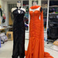 Orange Vintage Elegant Beaded Slim Fit Long Tulle Ball Gown Evening Dress nv3123