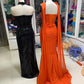 Orange Vintage Elegant Beaded Slim Fit Long Tulle Ball Gown Evening Dress nv3123