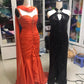 Orange Vintage Elegant Beaded Slim Fit Long Tulle Ball Gown Evening Dress nv3123