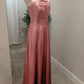Robe de soirée longue en satin rose, simple et élégante, avec nœud papillon, robe de bal, nv3751