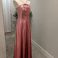 Robe de soirée longue en satin rose, simple et élégante, avec nœud papillon, robe de bal, nv3751