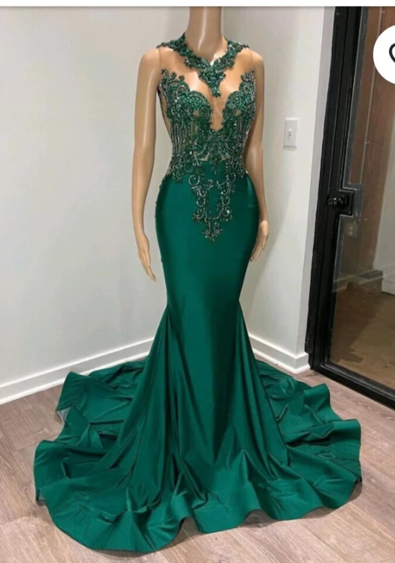 Grünes wunderschönes elegantes Meerjungfrauenkleid Ballkleid Abendkleid NV2040