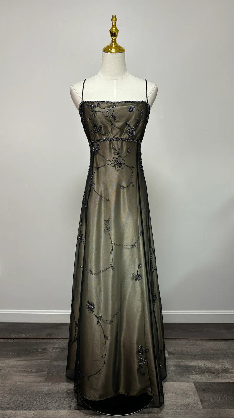 Gorgeous Vintage Ombre Beaded Long Tulle Satin Ball Gown Evening Dress Party Dress nv3976
