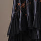 Robe de soirée noire en satin à volants, élégante, avec broderie florale et appliques, bretelles spaghetti, robe de bal, robe de soirée nv3402