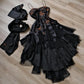 Robe de soirée noire en satin à volants, élégante, avec broderie florale et appliques, bretelles spaghetti, robe de bal, robe de soirée nv3402