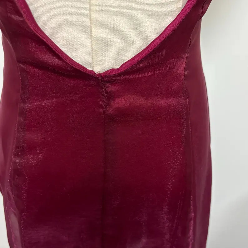Robe de soirée élégante en satin rouge foncé bordeaux, style rétro, simple, brillante, exquise, à lacets, avec perles, longue, robe de bal, robe de soirée, robe de soirée nv3709