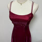 Robe de soirée élégante en satin rouge foncé bordeaux, style rétro, simple, brillante, exquise, à lacets, avec perles, longue, robe de bal, robe de soirée, robe de soirée nv3709