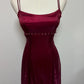 Robe de soirée élégante en satin rouge foncé bordeaux, style rétro, simple, brillante, exquise, à lacets, avec perles, longue, robe de bal, robe de soirée, robe de soirée nv3709