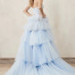 Blue tulle long ball gown evening gown graduation gown evening dress nv1862