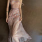 Pink Sexy Sweet Embroidered Sequin Slim Fit Tulle Sleeveless Long Ball Gown Evening Dress nv2948