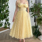 Robe de bal en dentelle jaune A-line dos nu longueur cheville robe de soirée corset robe de soirée de remise de diplôme nv1675