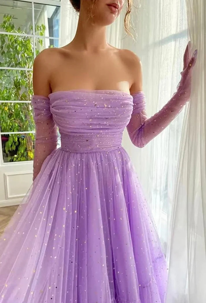 Glitzernde Tüll-Ballkleider für süße Kleider in Teelänge, formelles Abendkleid, transparentes Netz, Party-Ballkleid nv1643