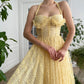 Robe de bal en dentelle jaune A-line dos nu longueur cheville robe de soirée corset robe de soirée de remise de diplôme nv1675