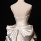 Robe de soirée courte en satin blanc, exquise, à perles, à la mode, robe de soirée d'anniversaire, nv5284