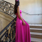 Charmante robe de soirée trapèze à bretelles spaghetti, robe longue rose vif, robe de bal nv1711