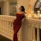 Burgundy Slim Fit Long Ball Gown Party Dress Evening Dress nv2286