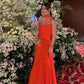 Orange Solid Strapless A-Line Long Prom Gown Formal Evening Dress Party Dress nv2495