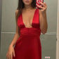 Rotes, tiefes V-Ausschnitt, kurzes Ballkleid, Homecoming-Kleid, Partykleid, nv2264