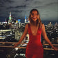 Rotes, tiefes V-Ausschnitt, kurzes Ballkleid, Homecoming-Kleid, Partykleid, nv2264