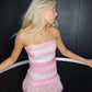 Robe de soirée en tulle rose sans bretelles, robe de remise de diplôme, robe de soirée nv2263