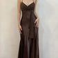Robe de soirée longue en satin, coupe trapèze, simple et tendance, style bal de promo, nv3621