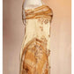 Gold Floral Elegant Long Satin Prom  Dress Evening Dress Party Dress nv4696