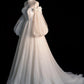 Champagnerfarbenes langärmliges Ballkleid aus Tüll, schulterfreies Abendkleid nv1602