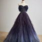 Robe de bal longue en tulle dégradé violet, belle robe de soirée trapèze nv1541