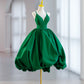 Grünes kurzes Ballkleid aus Satin mit V-Ausschnitt, grünes Abendkleid in A-Linie nv1585
