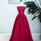 Burgunderrotes trägerloses Tüll-Ballkleid, Burgunderrotes langes Abendkleid nv1584