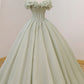 Green Ball Gown, A-Line Off the Shoulder Evening Gown with Beaded nv1589