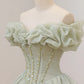 Green Ball Gown, A-Line Off the Shoulder Evening Gown with Beaded nv1589