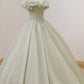 Green Ball Gown, A-Line Off the Shoulder Evening Gown with Beaded nv1589
