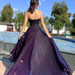 A-Linie Herzausschnitt Spaghettiträger Glitzer Tüll langes Ballkleid formelles Abendkleid nv1759