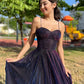 A-Linie Herzausschnitt Spaghettiträger Glitzer Tüll langes Ballkleid formelles Abendkleid nv1759