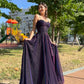 A-Linie Herzausschnitt Spaghettiträger Glitzer Tüll langes Ballkleid formelles Abendkleid nv1759