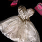 White gold homecoming dress sequined rhinestone short tulle ball gown evening dress nv4428