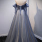 Blue Sweetheart Tulle with Lace Party Dress, Blue Long Formal Dress nv1433