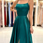 Simple Satin Long Prom Dress, A-Line Green Backless Evening Dress nv1441