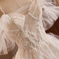 A-Linie Tüll Lagen Langes Ballkleid, Elfenbein Spaghettiträger Sweet 16 Kleid Abendkleid nv1418