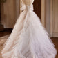 A-Linie Tüll Lagen Langes Ballkleid, Elfenbein Spaghettiträger Sweet 16 Kleid Abendkleid nv1418