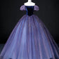 Wunderschönes langes Ballkleid aus Samttüll, lila A-Linien-Partykleid, süßes 16-Kleid, nv1421