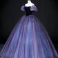 Wunderschönes langes Ballkleid aus Samttüll, lila A-Linien-Partykleid, süßes 16-Kleid, nv1421