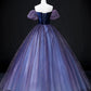 Wunderschönes langes Ballkleid aus Samttüll, lila A-Linien-Partykleid, süßes 16-Kleid, nv1421