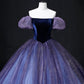 Wunderschönes langes Ballkleid aus Samttüll, lila A-Linien-Partykleid, süßes 16-Kleid, nv1421