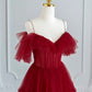 Schwarzes Ballkleid in Teelänge mit V-Ausschnitt, Spaghettiträgern, süßes Abend- und Partykleid in A-Linie nv1636